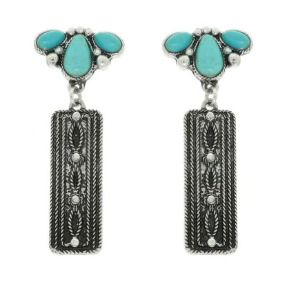 Western Jeweled Bar Dangle Concho Earrings