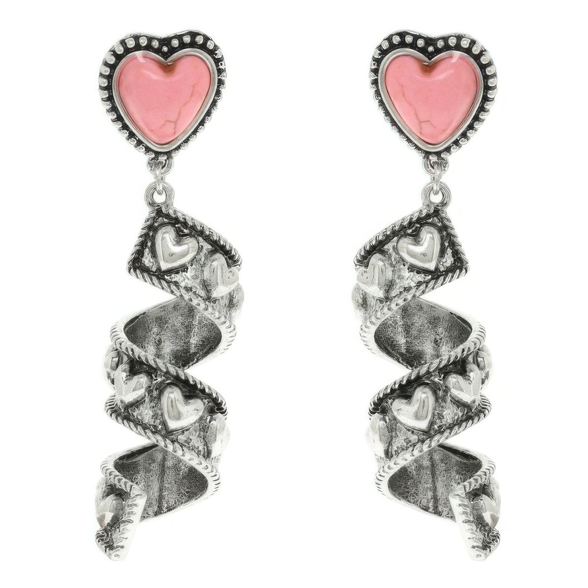 Western Turquoise Heart Spiral Earrings