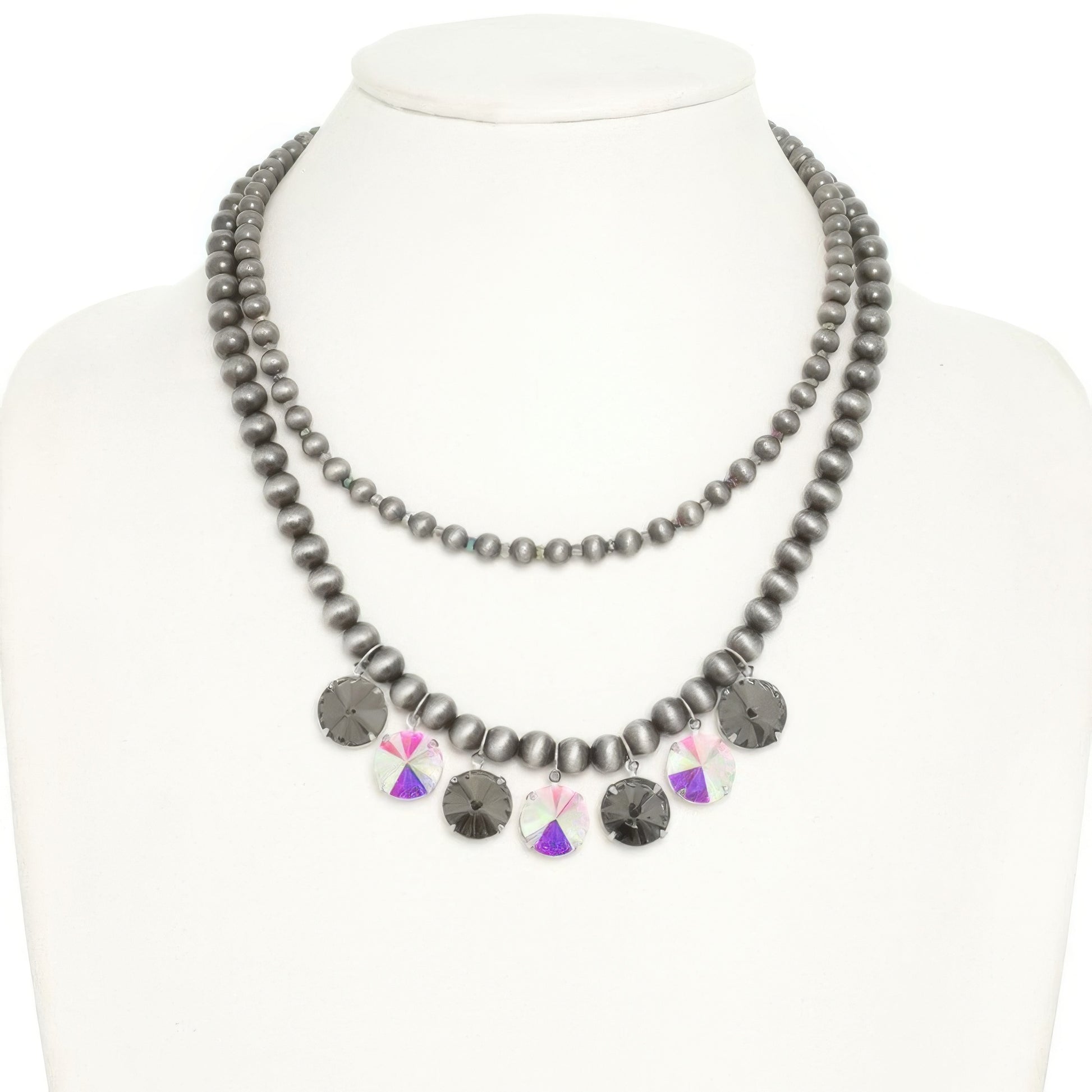 Western Dual Strand Crystal Teardrop Necklace