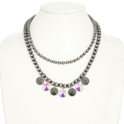 Western Dual Strand Crystal Teardrop Necklace