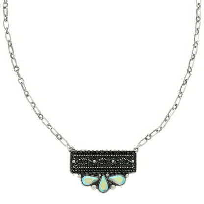 Western Jeweled Bar Concho Pendant Necklace