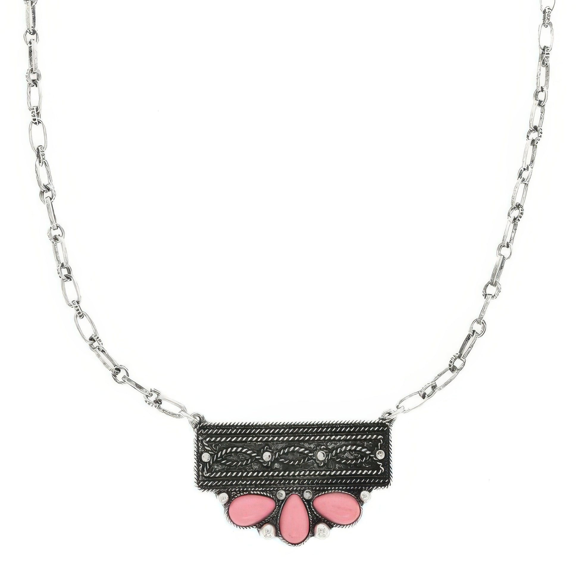 Western Jeweled Bar Concho Pendant Necklace
