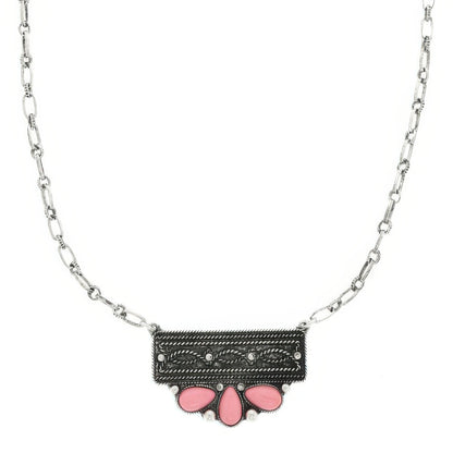 Western Jeweled Bar Concho Pendant Necklace