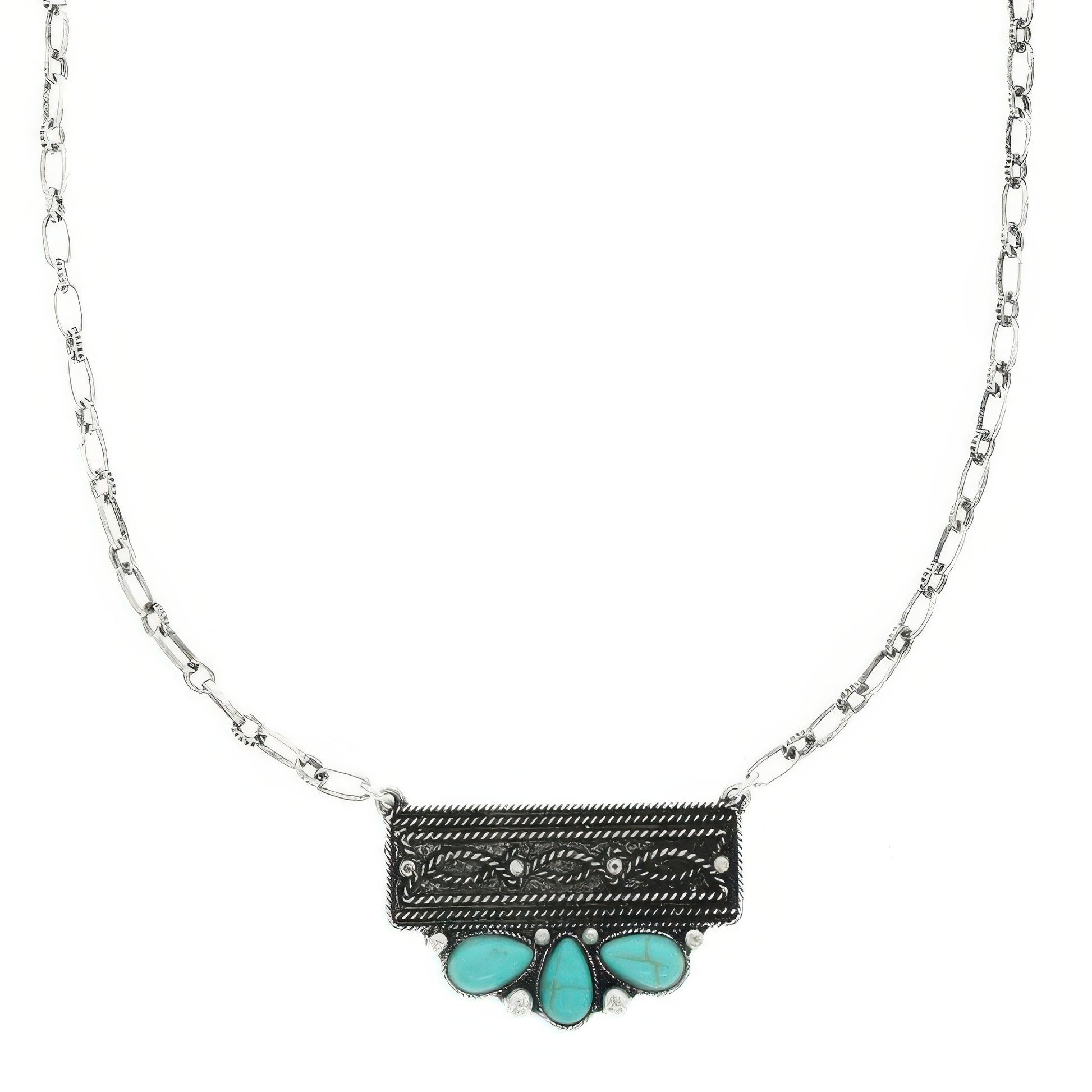 Western Jeweled Bar Concho Pendant Necklace