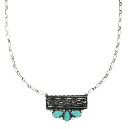 Western Jeweled Bar Concho Pendant Necklace