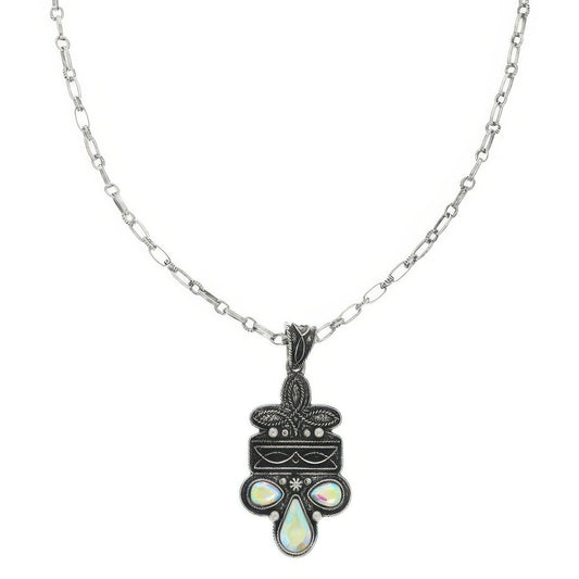 Western Boot Stitch Concho Pendant Necklace