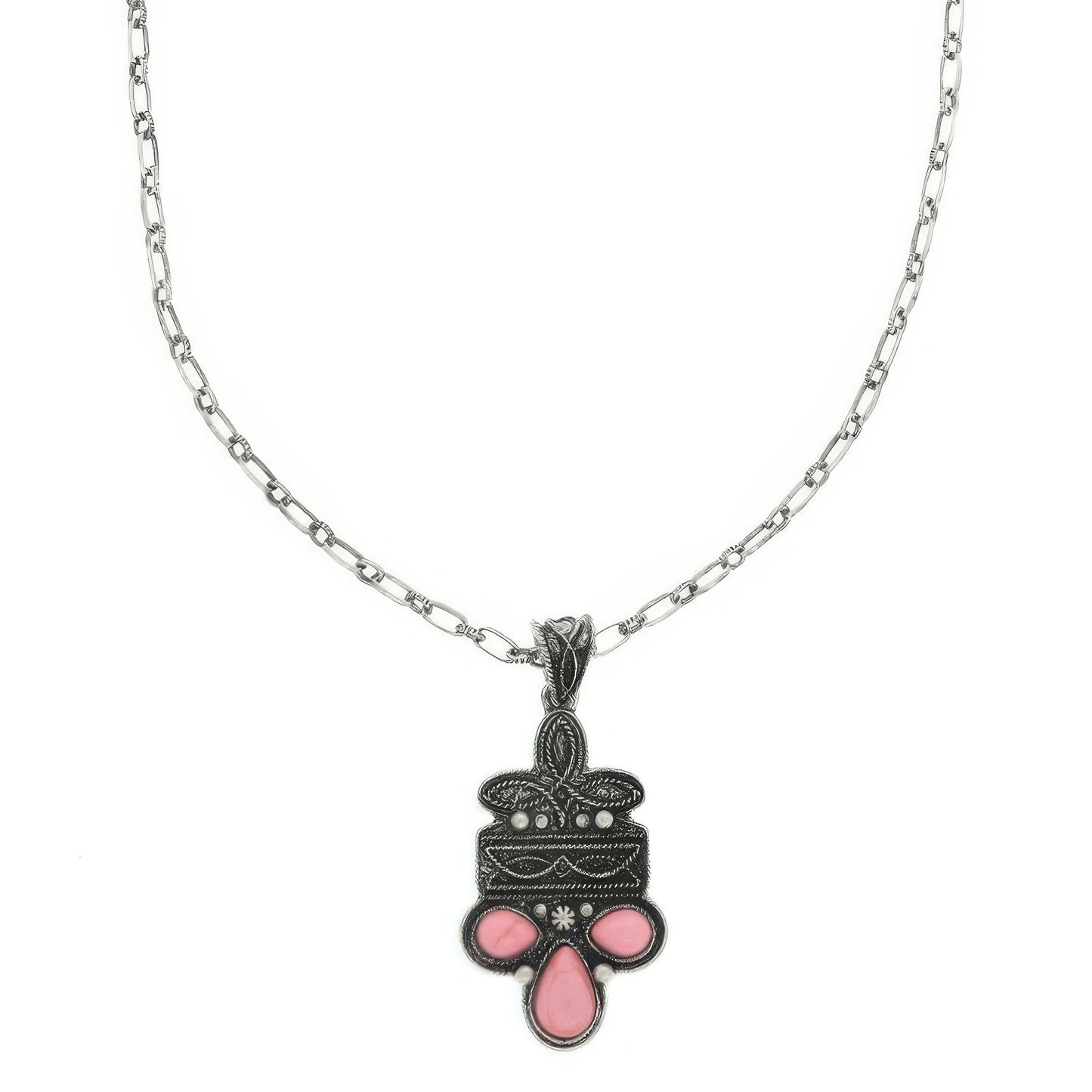 Western Boot Stitch Concho Pendant Necklace