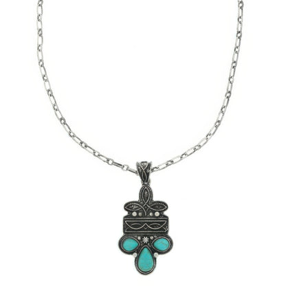 Western Boot Stitch Concho Pendant Necklace