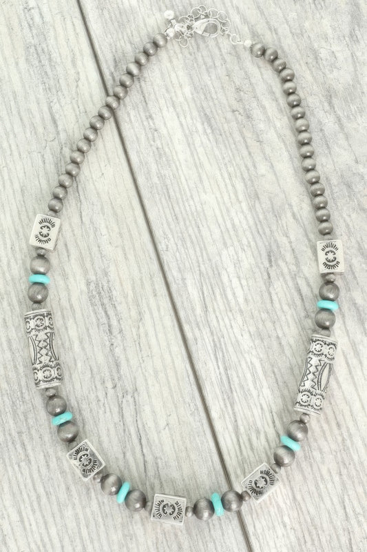 Western Theme Navajo Barrel Bead Necklace
