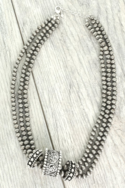 Western Navajo Barrel Pendant Bead Necklace