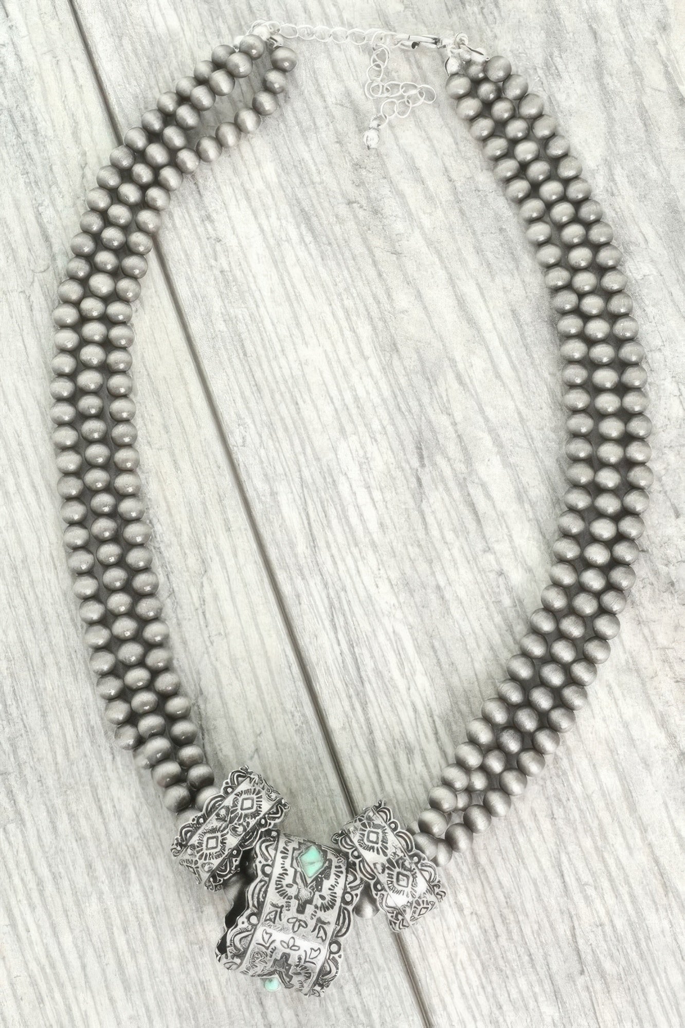 Western Navajo Barrel Pendant Beaded Necklace