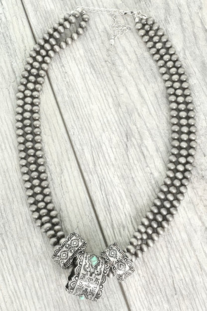 Western Navajo Barrel Pendant Beaded Necklace