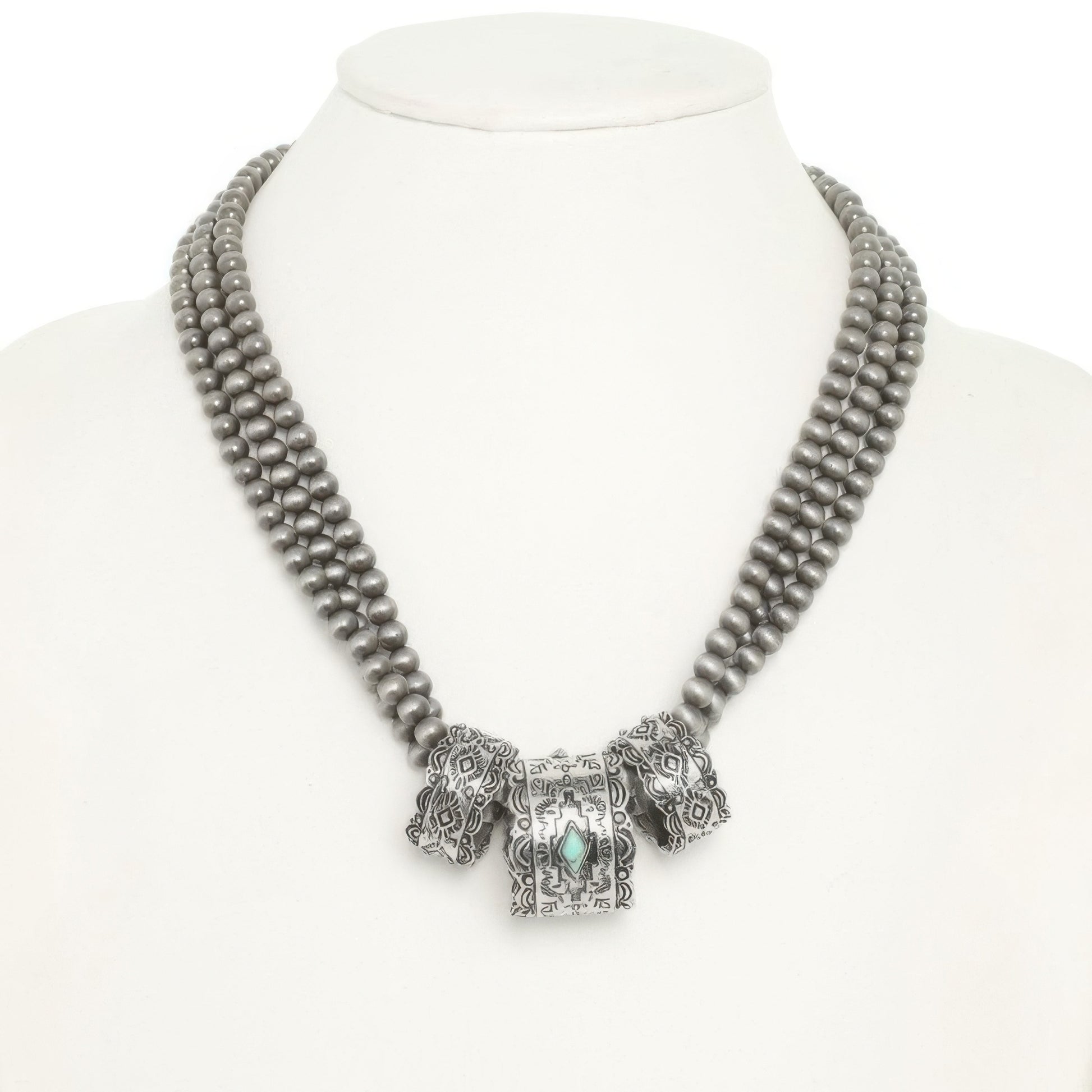 Western Navajo Barrel Pendant Beaded Necklace