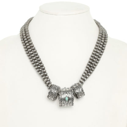 Western Navajo Barrel Pendant Beaded Necklace