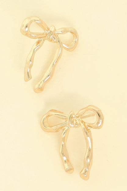 Long Tail Bow Ribbon Post Earrings