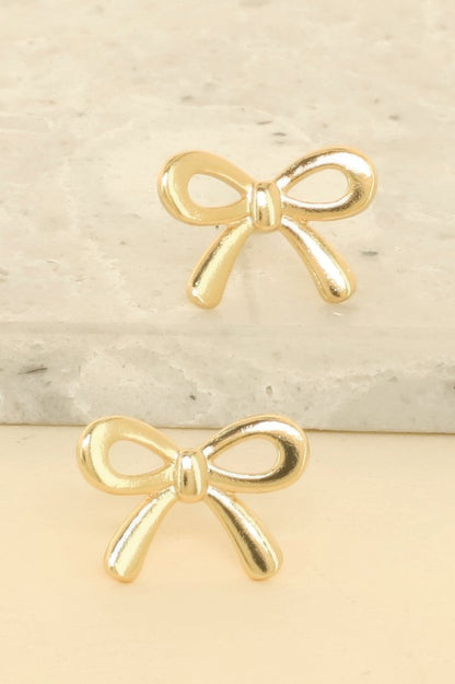 Short Tail Bow Ribbon Post Earrings
