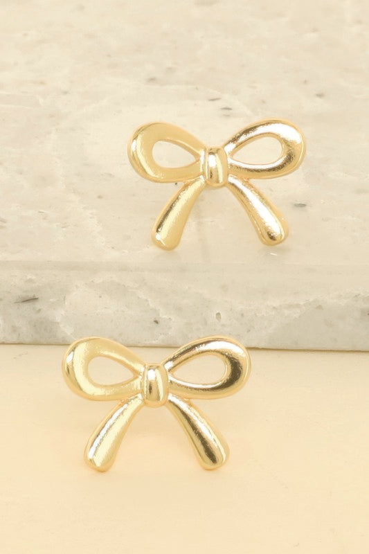 Short Tail Bow Ribbon Post Earrings