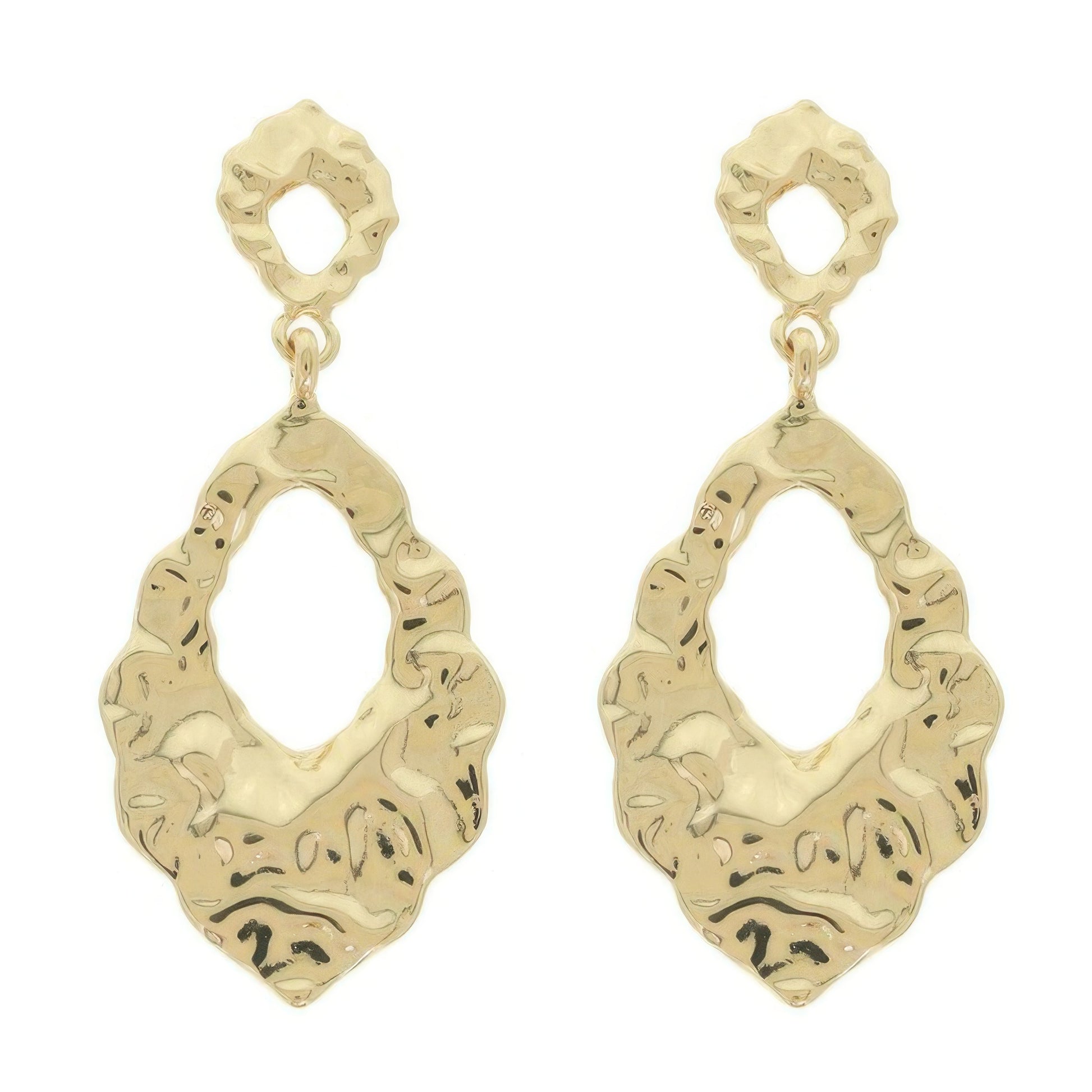 Hammered Finish Teardrop Hoop Earrings