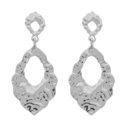 Hammered Finish Teardrop Hoop Earrings
