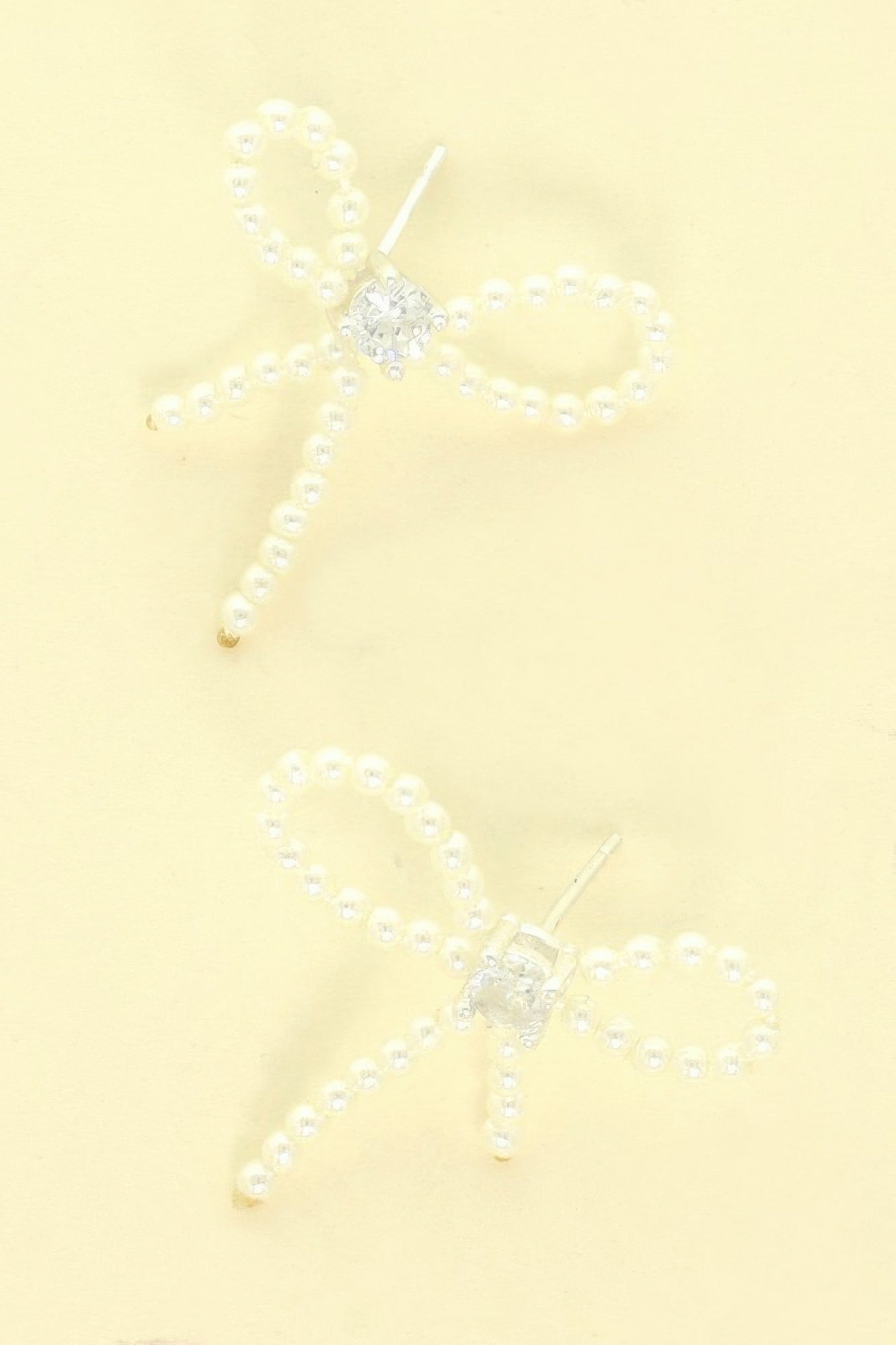 Jeweled Long Tail Bow Ribbon Earrings