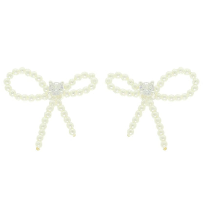 Jeweled Long Tail Bow Ribbon Earrings