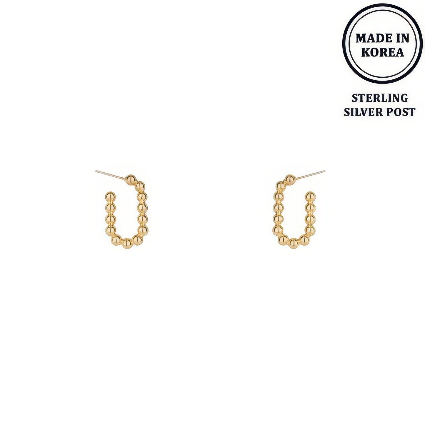 Ball Beaded Hoop Post Earrings