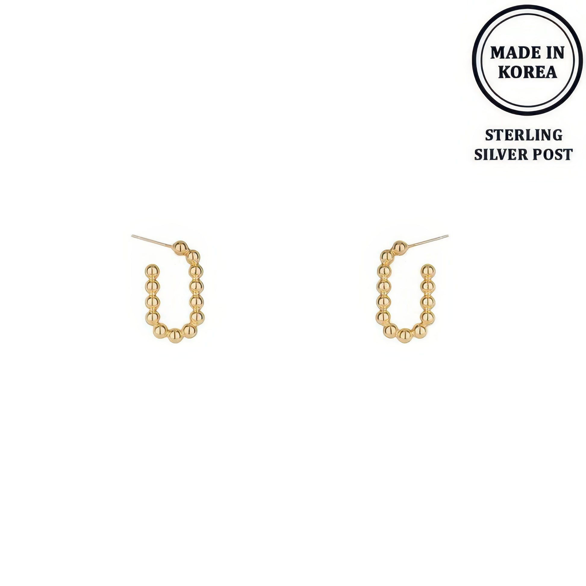 Ball Beaded Hoop Post Earrings