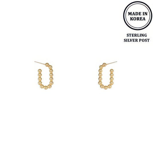 Ball Beaded Hoop Post Earrings