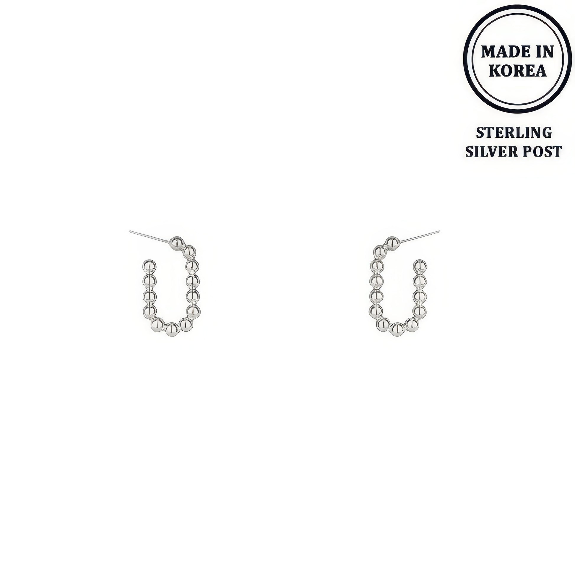 Ball Beaded Hoop Post Earrings