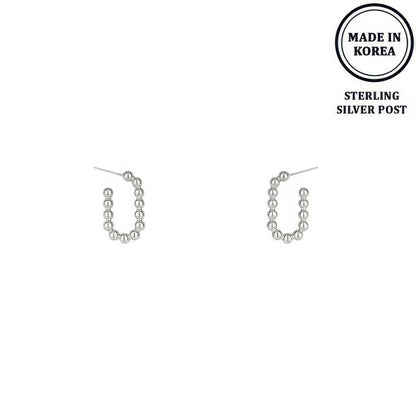 Ball Beaded Hoop Post Earrings