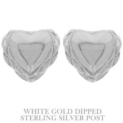Flash-plated Scallop-edged Heart Earrings