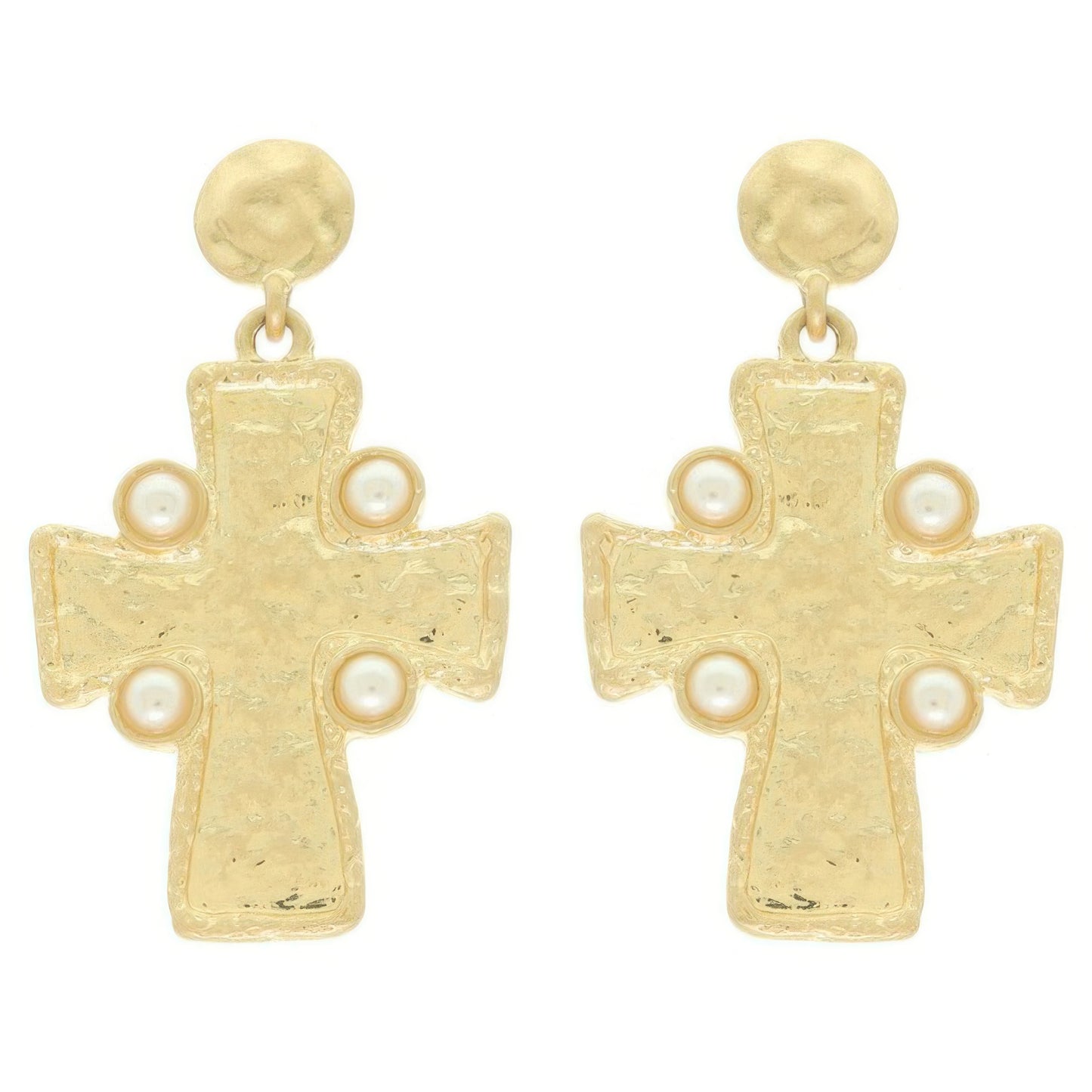 Bezel Jeweled Cross Earrings