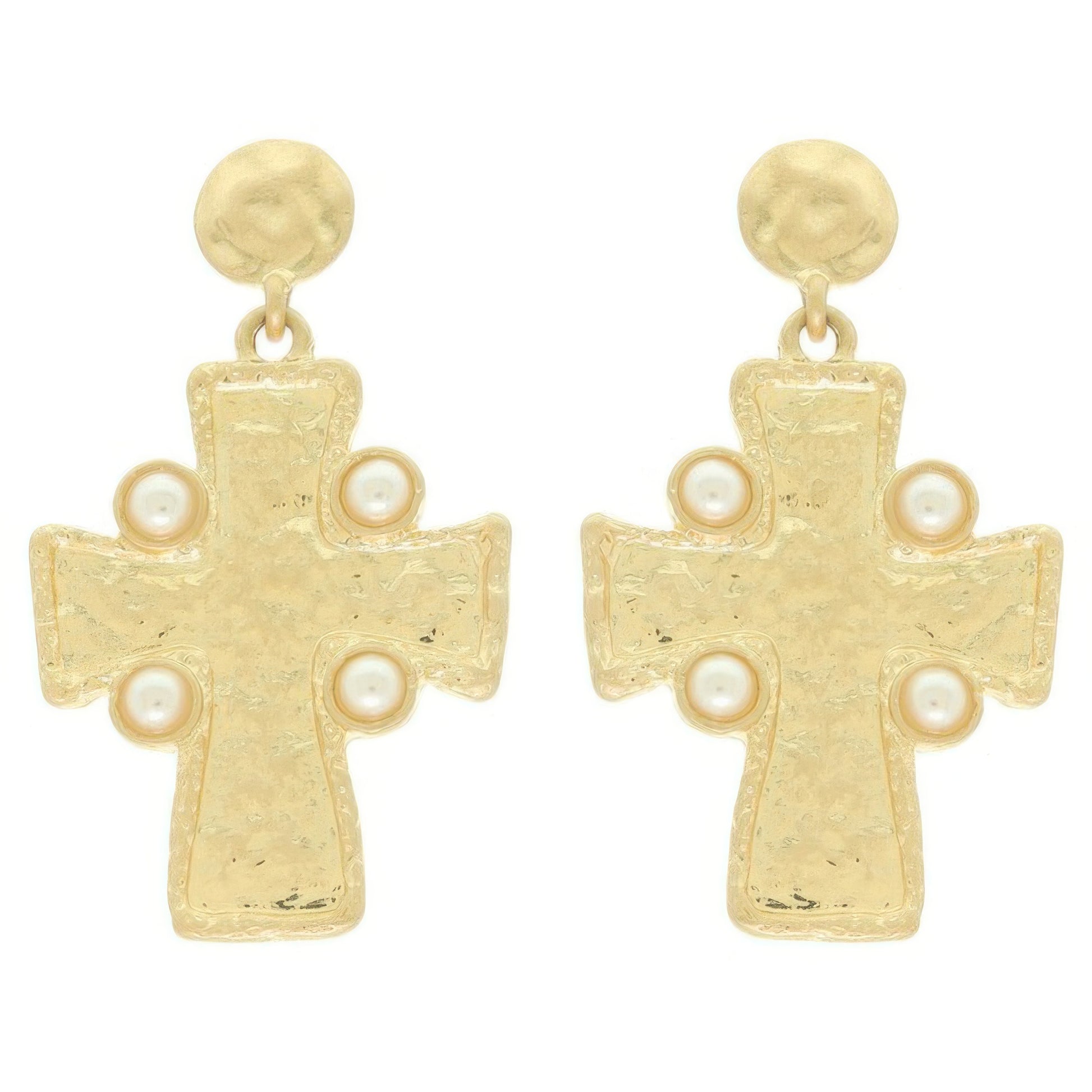 Bezel Jeweled Cross Earrings