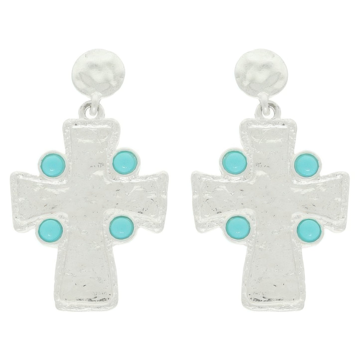 Bezel Jeweled Cross Earrings