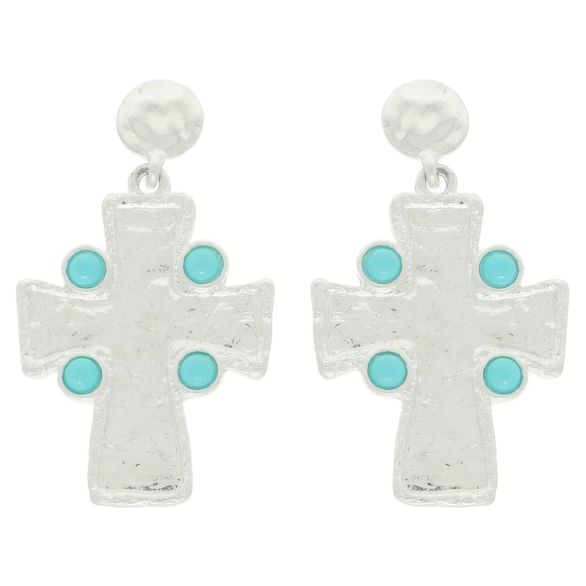 Bezel Jeweled Cross Earrings