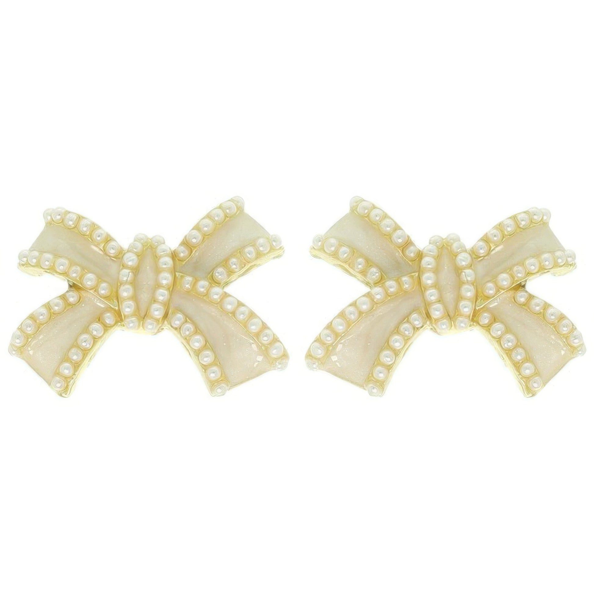Jeweled Short Tail Bow Ribbon Earrings