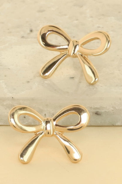 Short Tail Bow Ribbon Post Earrings