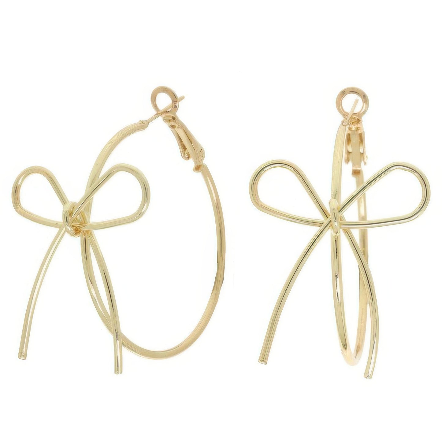Polish Open Bow Wire Hoop Earrings