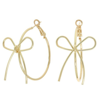Polish Open Bow Wire Hoop Earrings