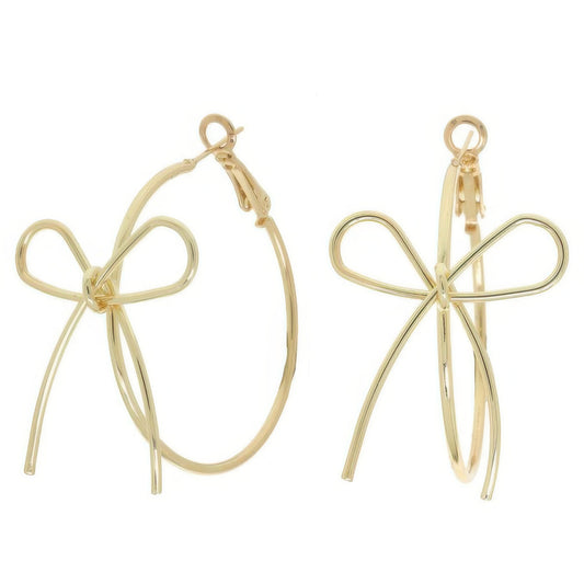 Polish Open Bow Wire Hoop Earrings