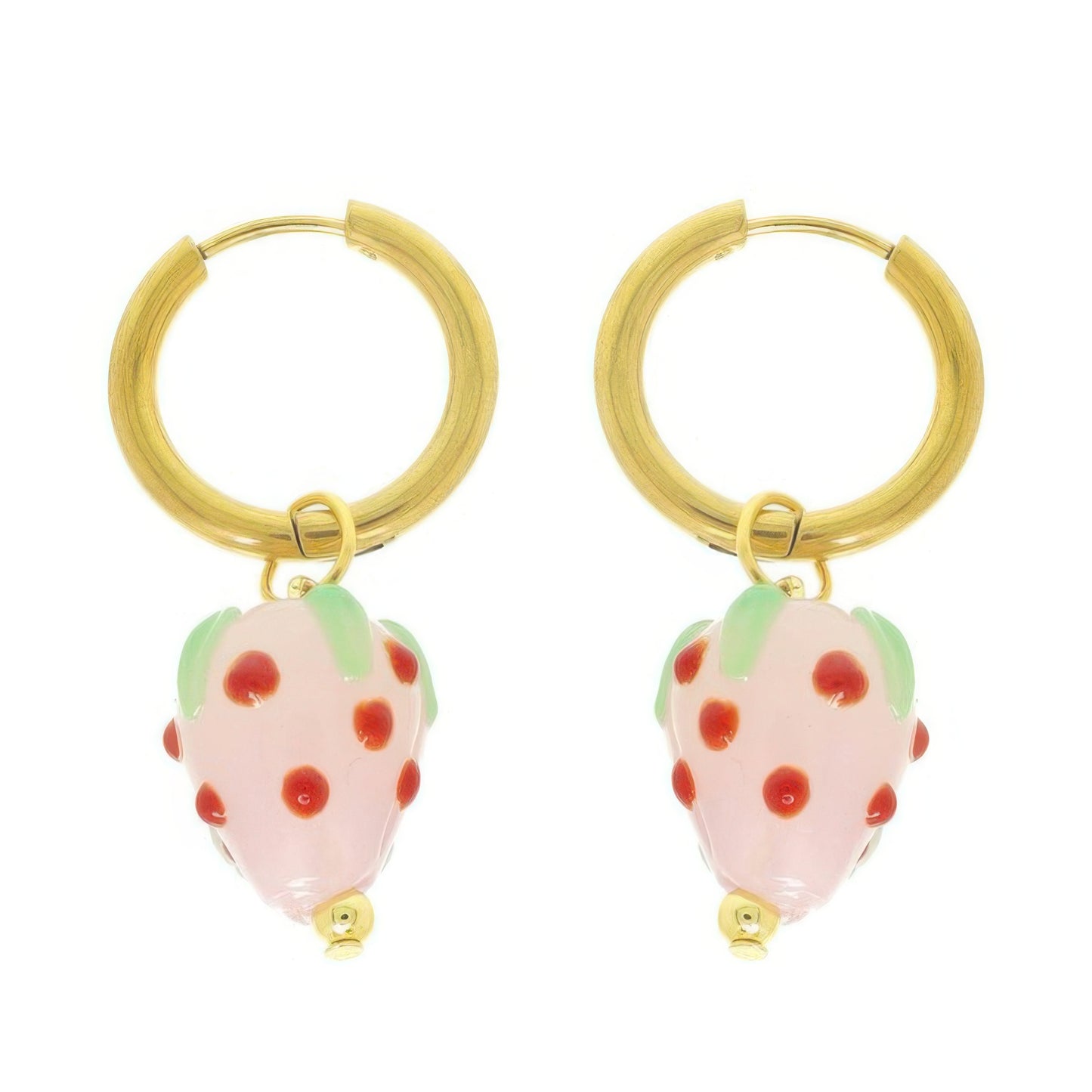 Strawberry Charm Huggie Hoop Earrings