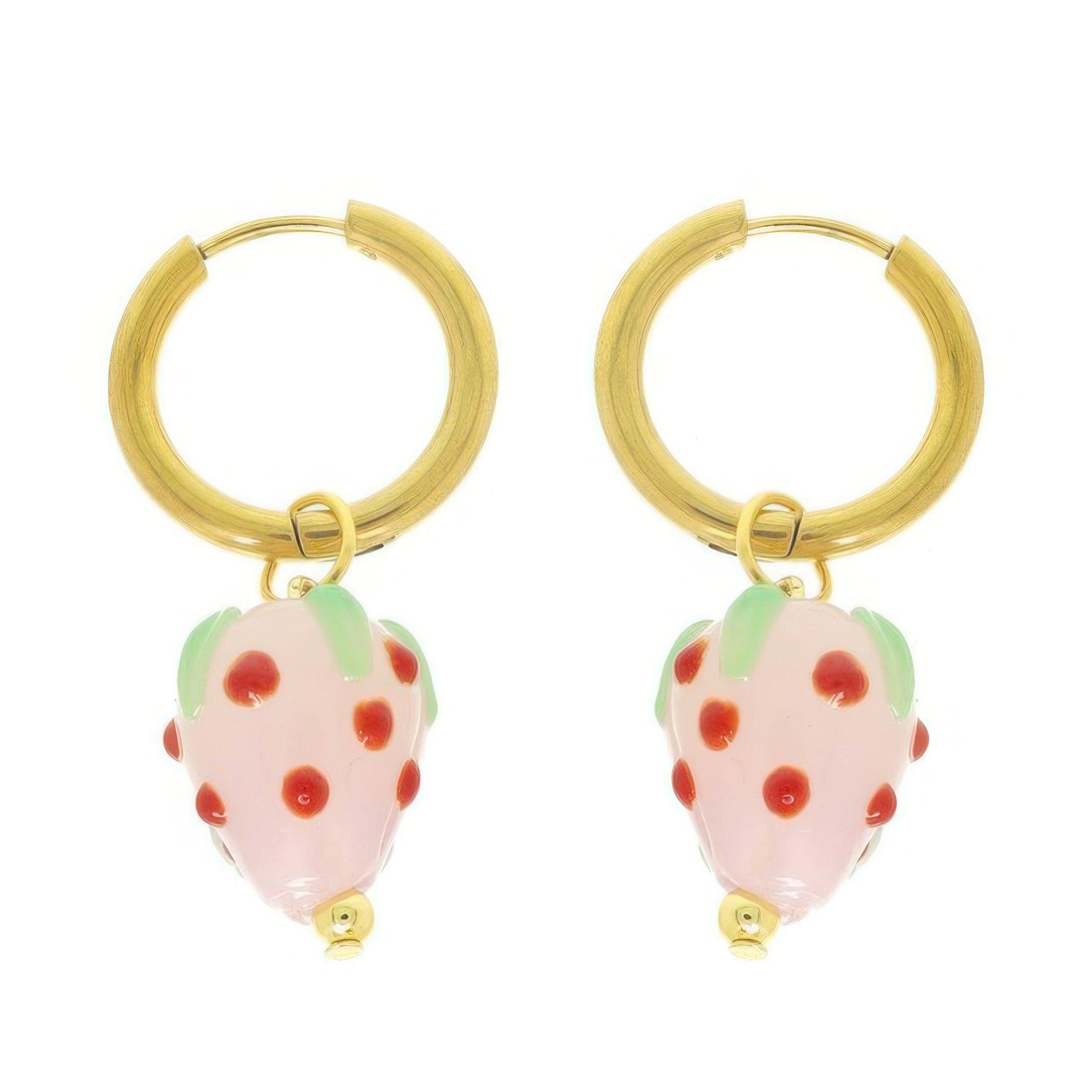 Strawberry Charm Huggie Hoop Earrings