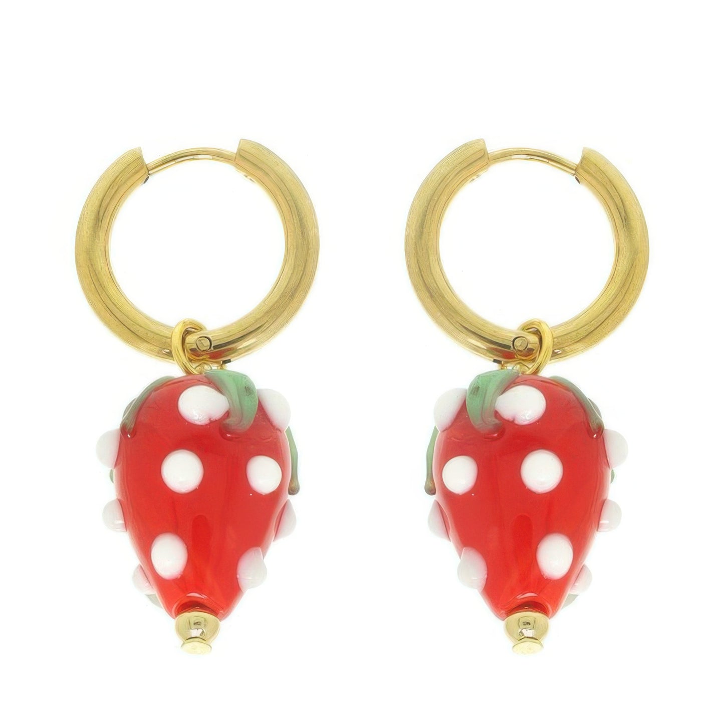 Strawberry Charm Huggie Hoop Earrings