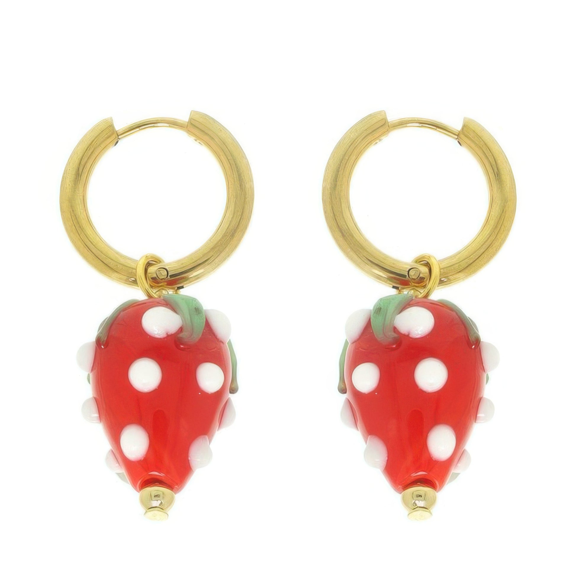 Strawberry Charm Huggie Hoop Earrings