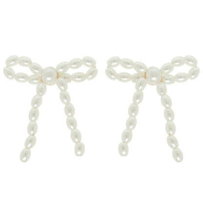 Jeweled Long Tail Bow Ribbon Earrings