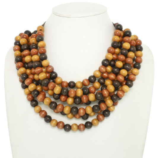 Multi-strand Wood Bead Necklace