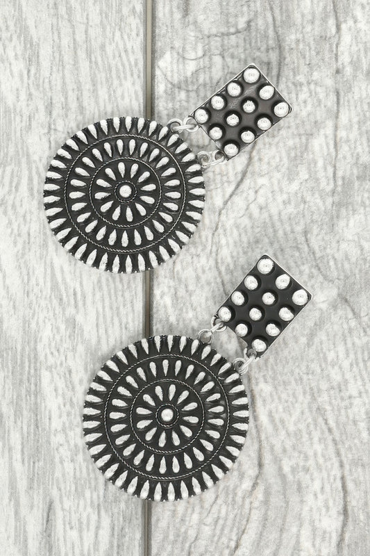 Western Round Disc Concho Earrings