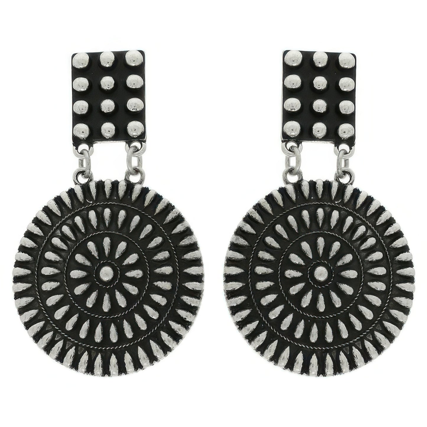 Western Round Disc Concho Earrings