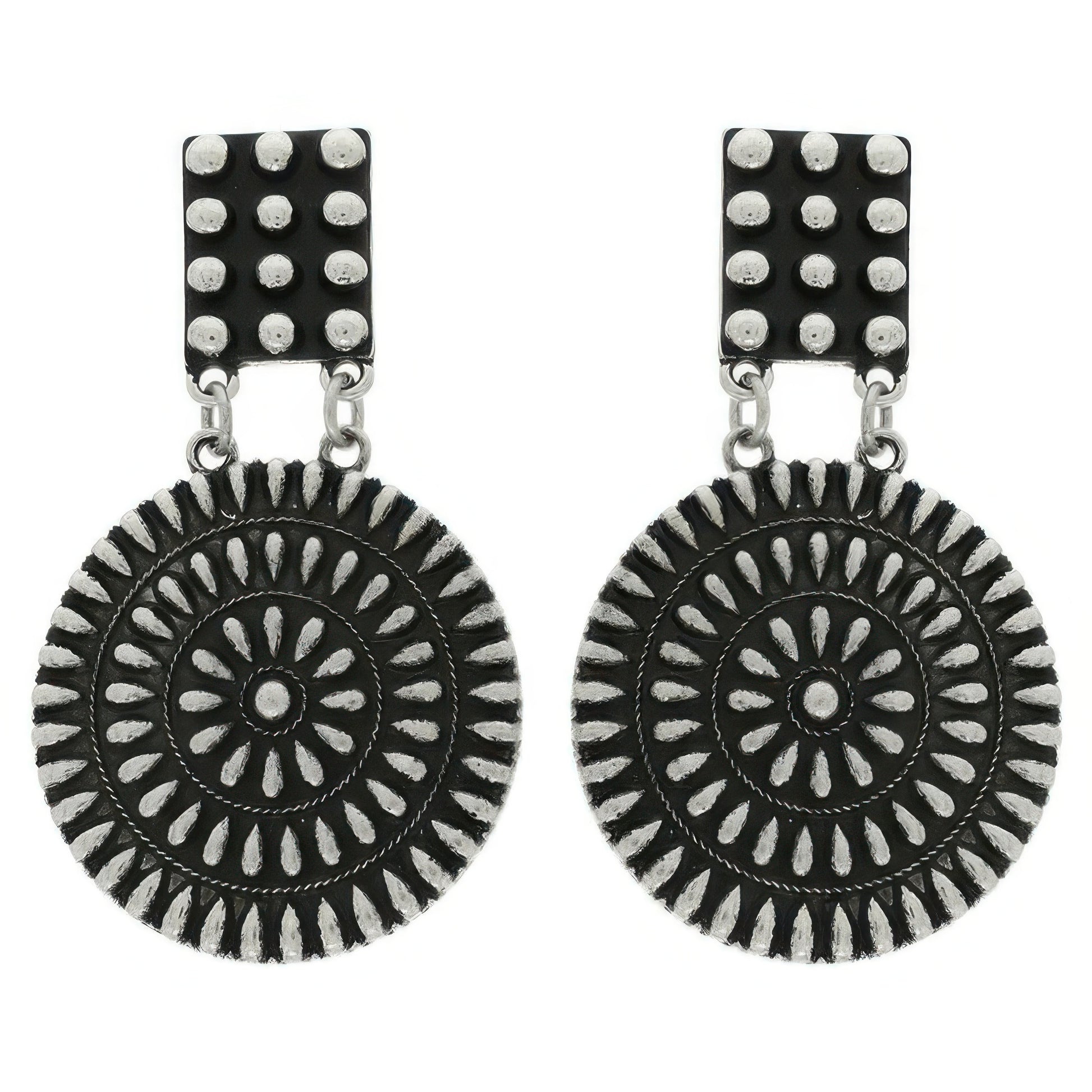 Western Round Disc Concho Earrings