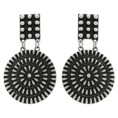 Western Round Disc Concho Earrings